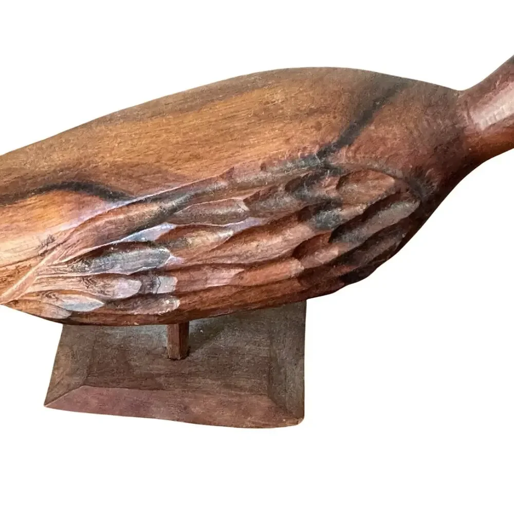 Vintage MCM Mid Century Hand Carved Wood Bird Folk Art Sculpture